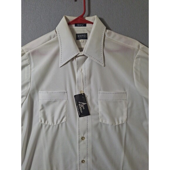 Vintage Enro Shirt Men's XL Fashion Knit Qiana Klopman Nylon Off White NWT - Picture 2 of 10